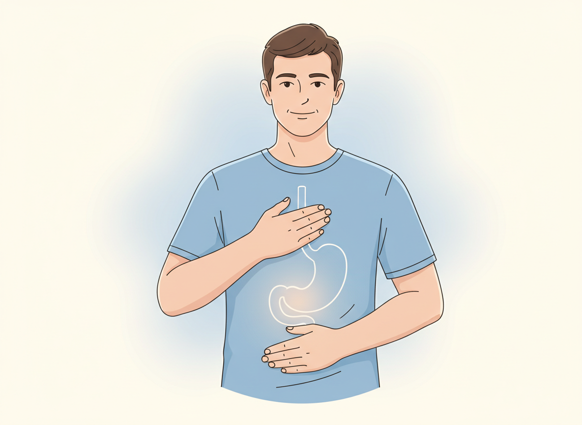 Illustrazione del reflusso gastroesofageo con esofago e stomaco